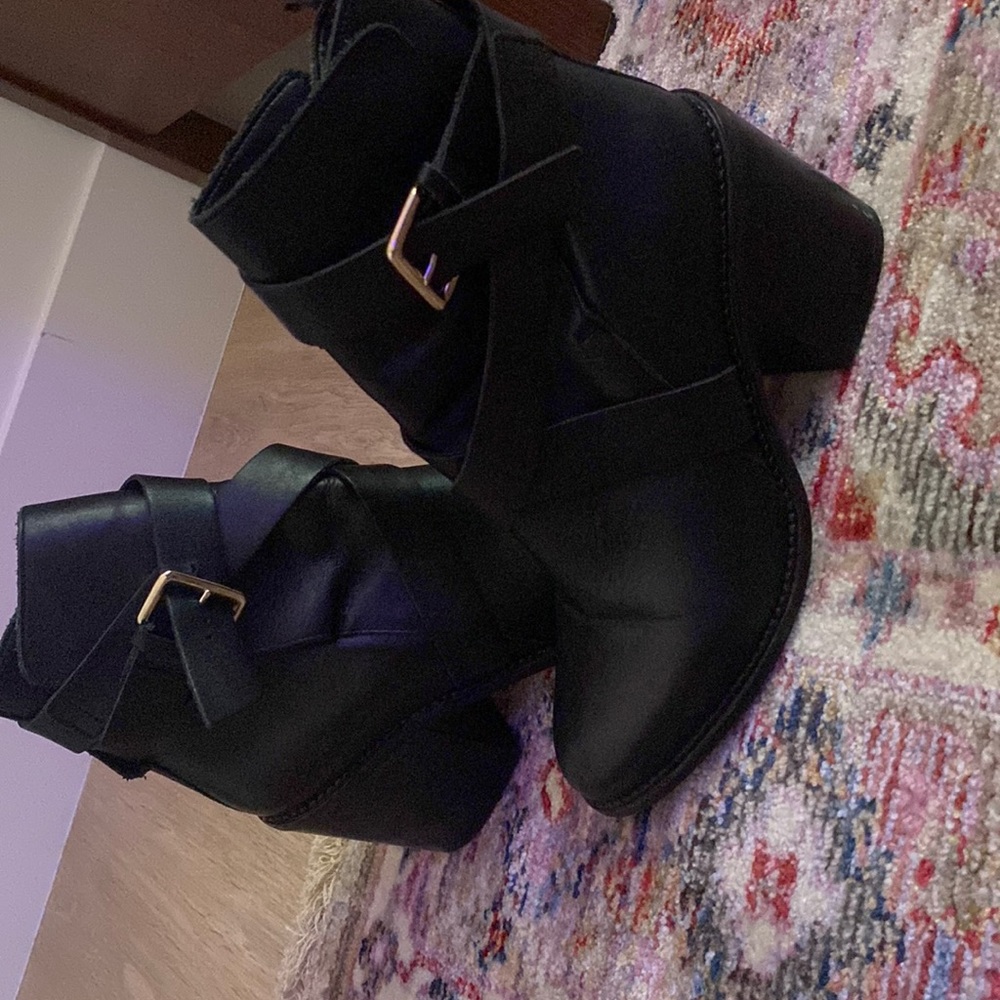 Real leather black topshop wrap booties size 38